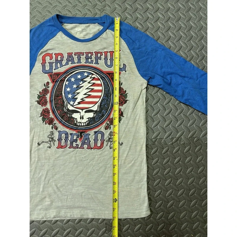 Grateful Dead Official Raglan 3/4 Sleeve Baseball Shirt Blue Gray Mens Small